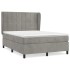Cama box spring con colchón terciopelo gris claro 140x200
