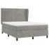 Cama box spring con colchón terciopelo gris claro 140x200