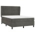 Cama box spring con colchón terciopelo gris oscuro 140x190