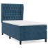 Cama box spring con colchón terciopelo azul oscuro 80x200