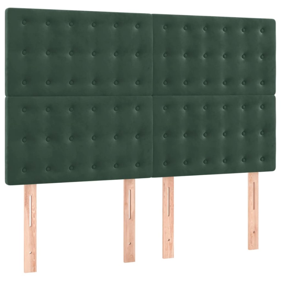 Cama box spring con colchón terciopelo verde oscuro 140x190