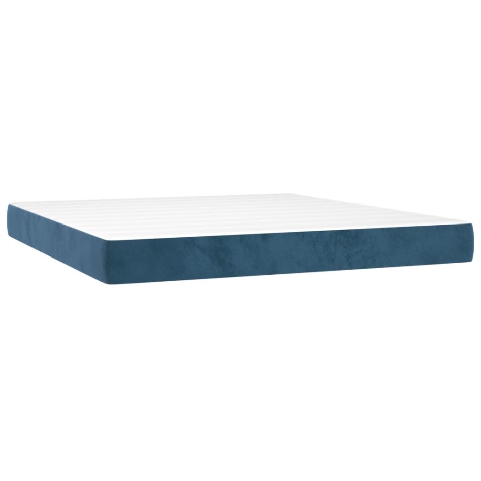 Cama box spring con colchón terciopelo azul oscuro 90x200