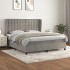 Cama box spring con colchón terciopelo gris claro 160x200