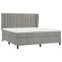 Cama box spring con colchón terciopelo gris claro 160x200