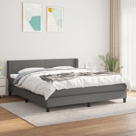 Cama box spring con colchón tela gris oscuro 160x200