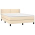 Cama box spring con colchón tela color crema 140x190
