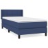 Cama box spring con colchón tela azul 90x190