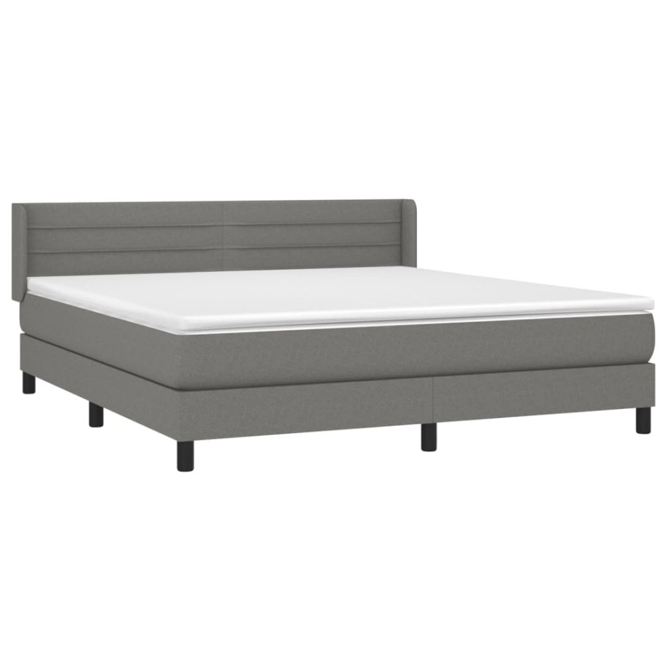 Cama box spring con colchón tela gris oscuro 180x200