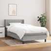 Cama box spring con colchón tela gris claro 90x190 cm