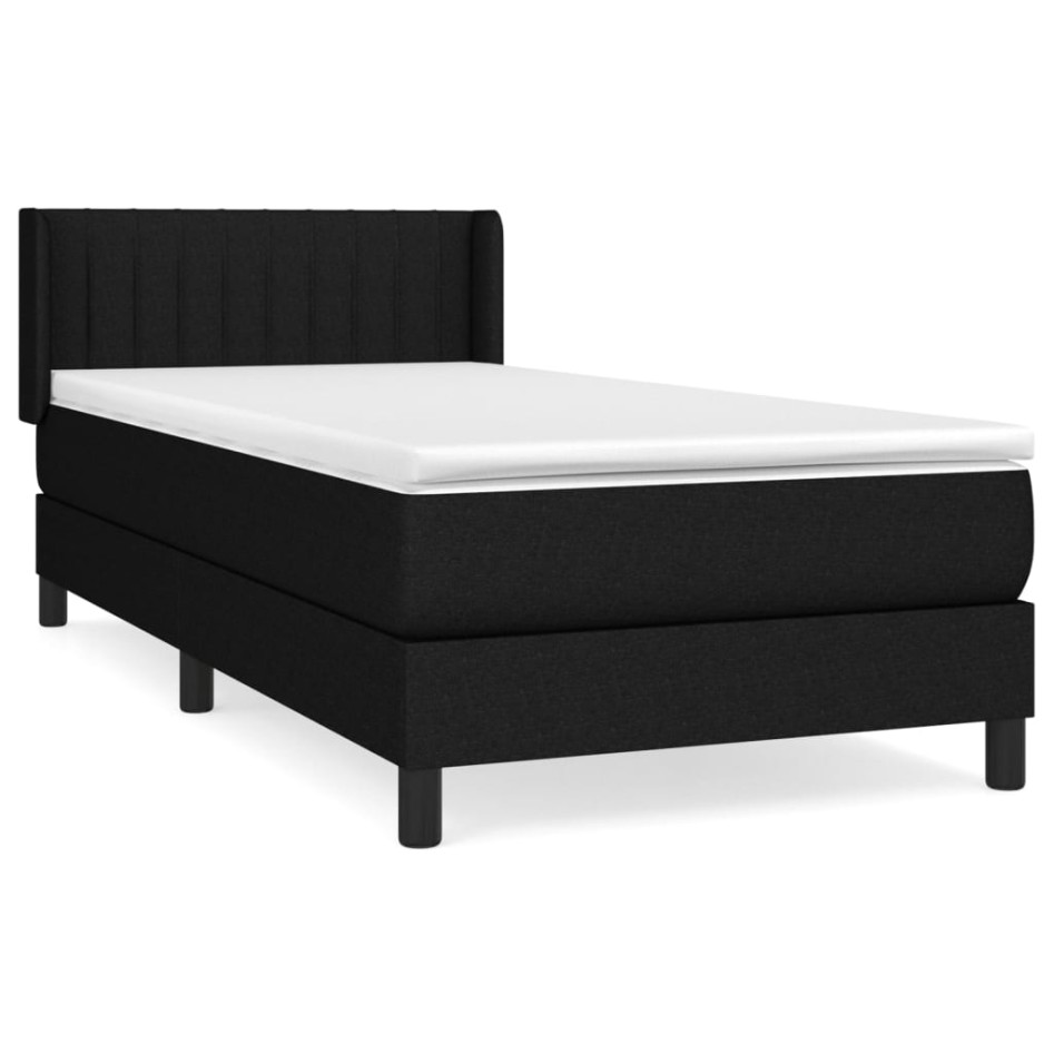 Cama box spring con colchón tela negro 80x200