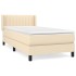 Cama box spring con colchón tela color crema 90x190