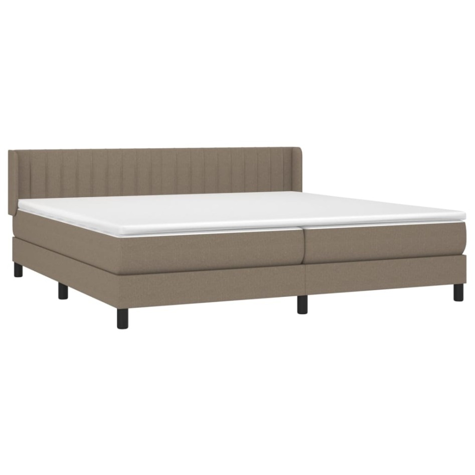 Cama box spring con colchón tela gris taupe 200x200