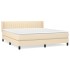 Cama box spring con colchón tela color crema 160x200