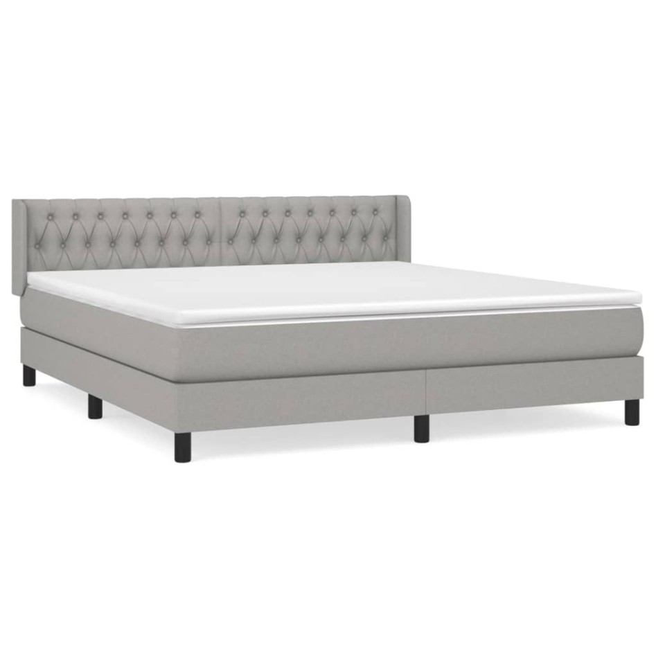 Cama box spring con colchón tela gris claro 180x200