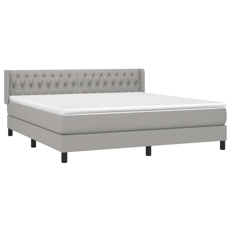 Cama box spring con colchón tela gris claro 180x200