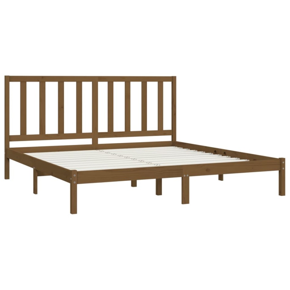 Estructura de cama madera maciza de pino marrón miel 200x200