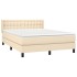 Cama box spring con colchón tela color crema 140x190