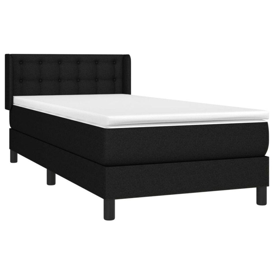 Cama box spring con colchón tela negro 90x190