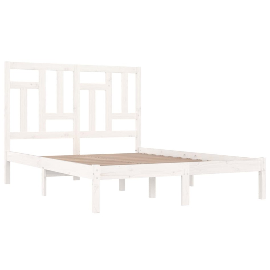 Estructura de cama madera maciza de pino blanco 200x200