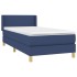 Cama box spring con colchón tela azul 90x190