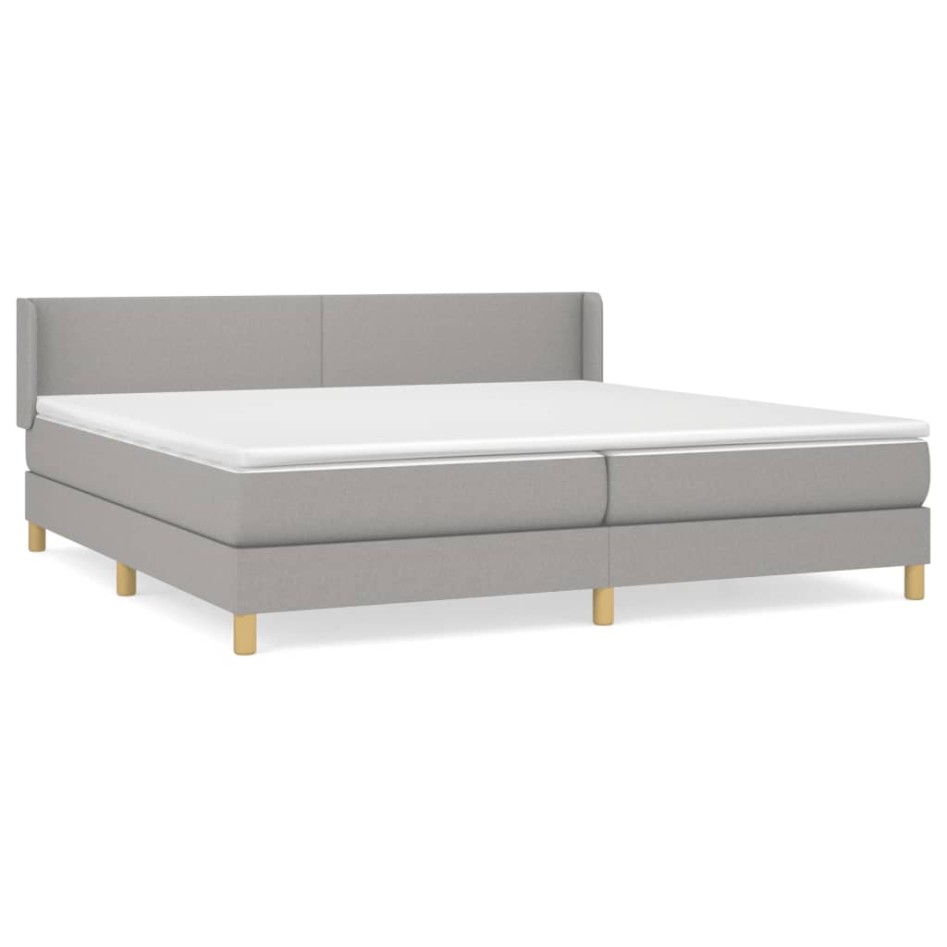 Cama box spring con colchón tela gris claro 200x200