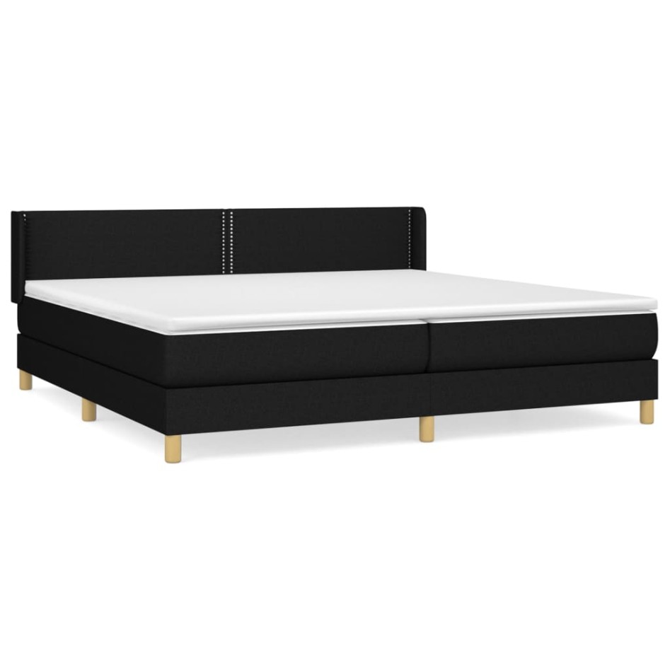 Cama box spring con colchón tela negro 200x200