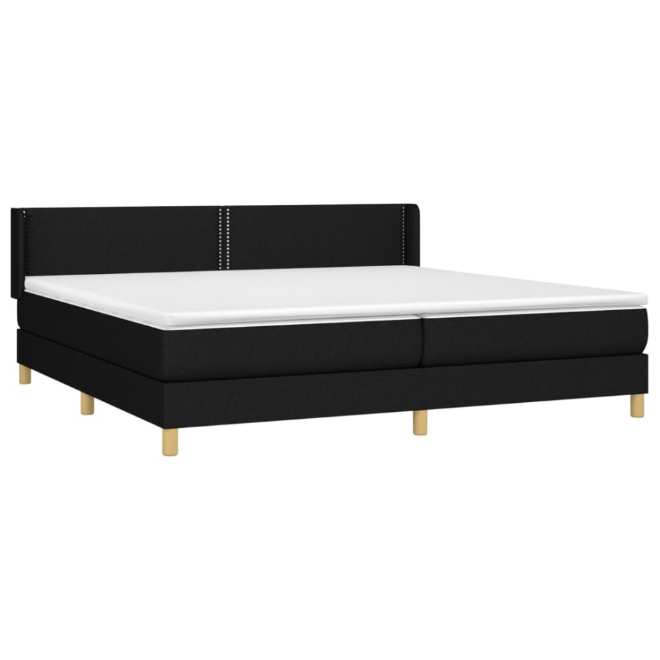 Cama box spring con colchón tela negro 200x200