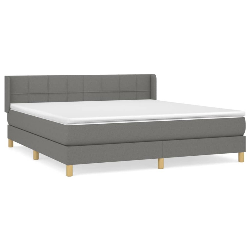 Cama box spring con colchón tela gris oscuro 180x200