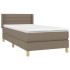 Cama box spring con colchón tela gris taupe 90x190