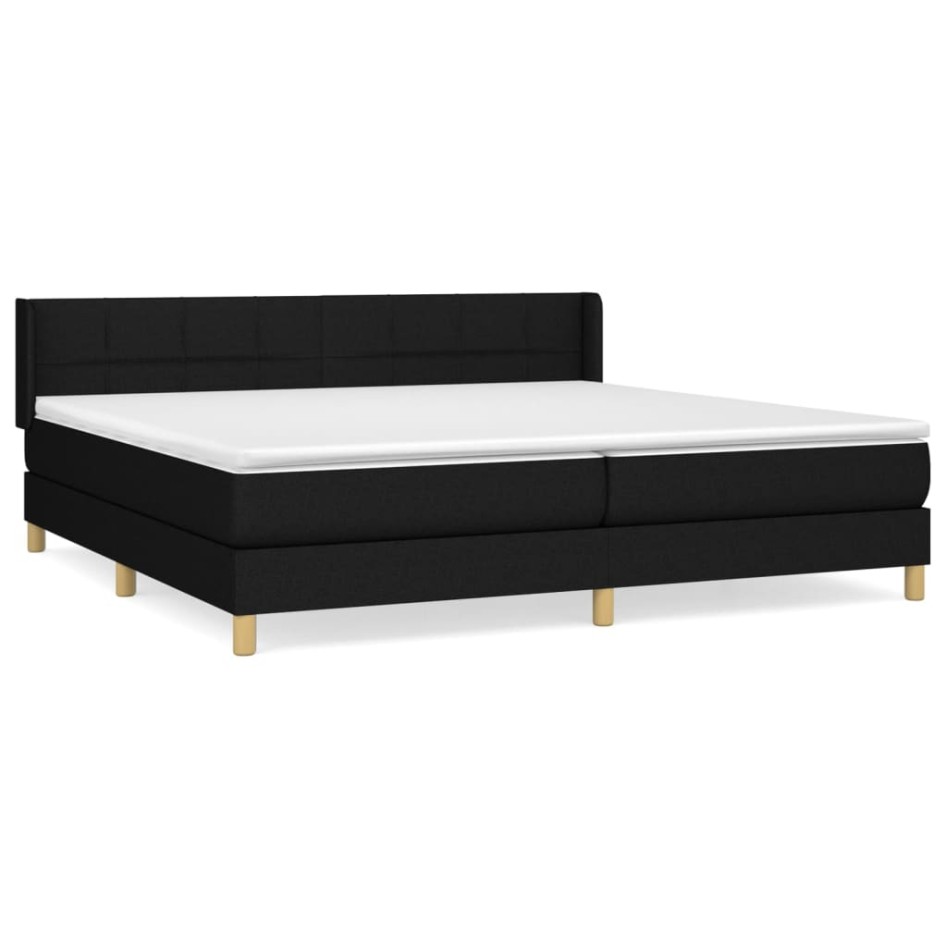 Cama box spring con colchón tela negro 200x200
