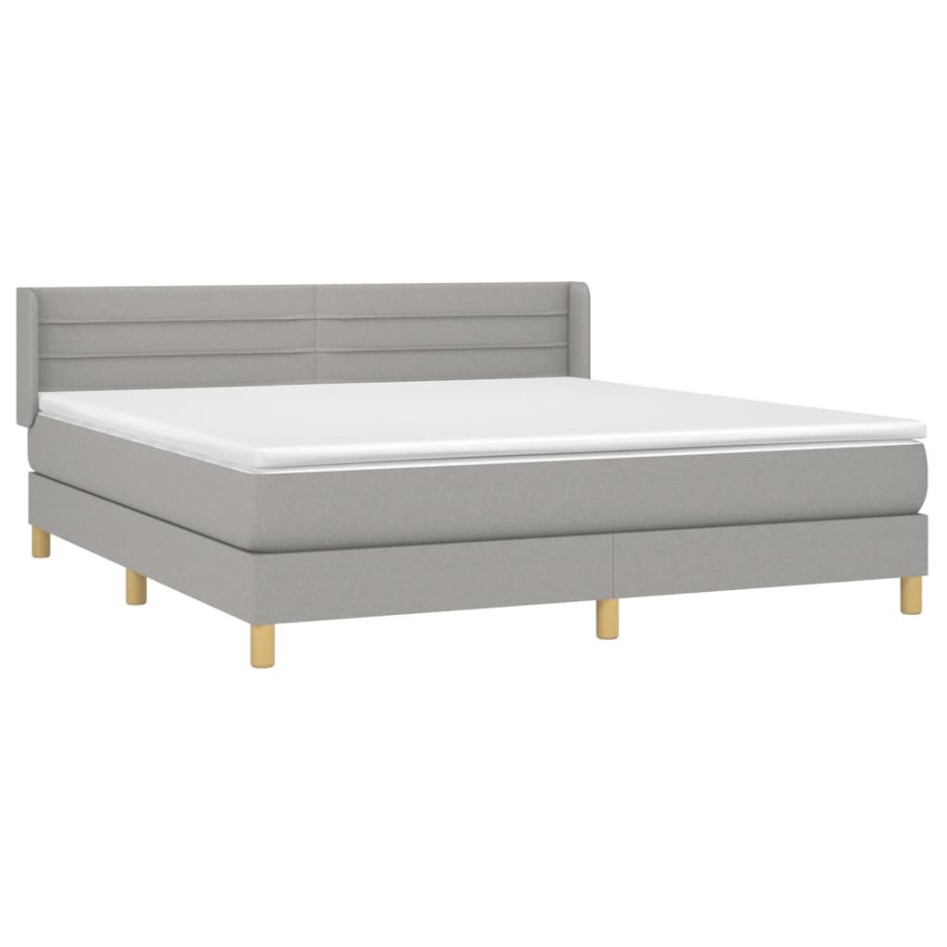 Cama box spring con colchón tela gris claro 180x200