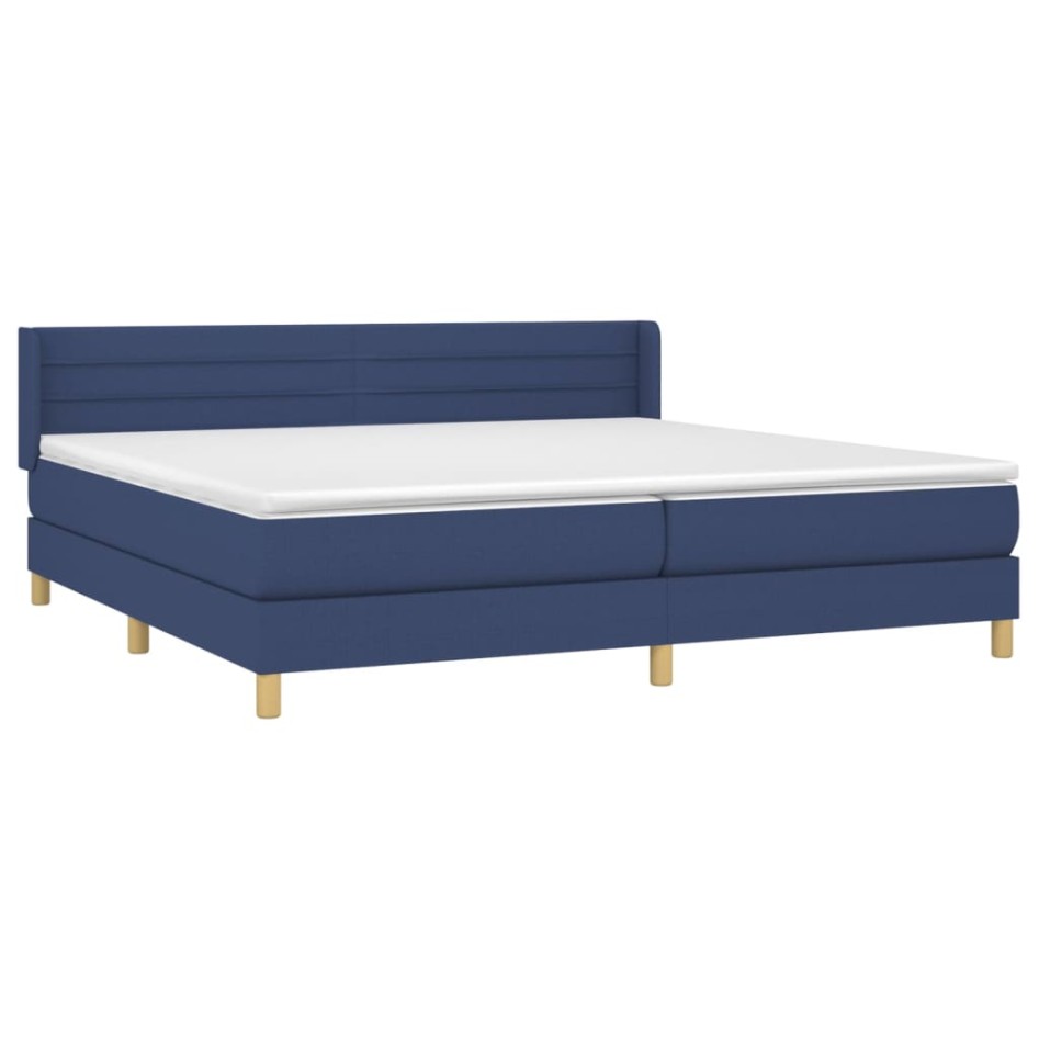 Cama box spring con colchón tela azul 200x200
