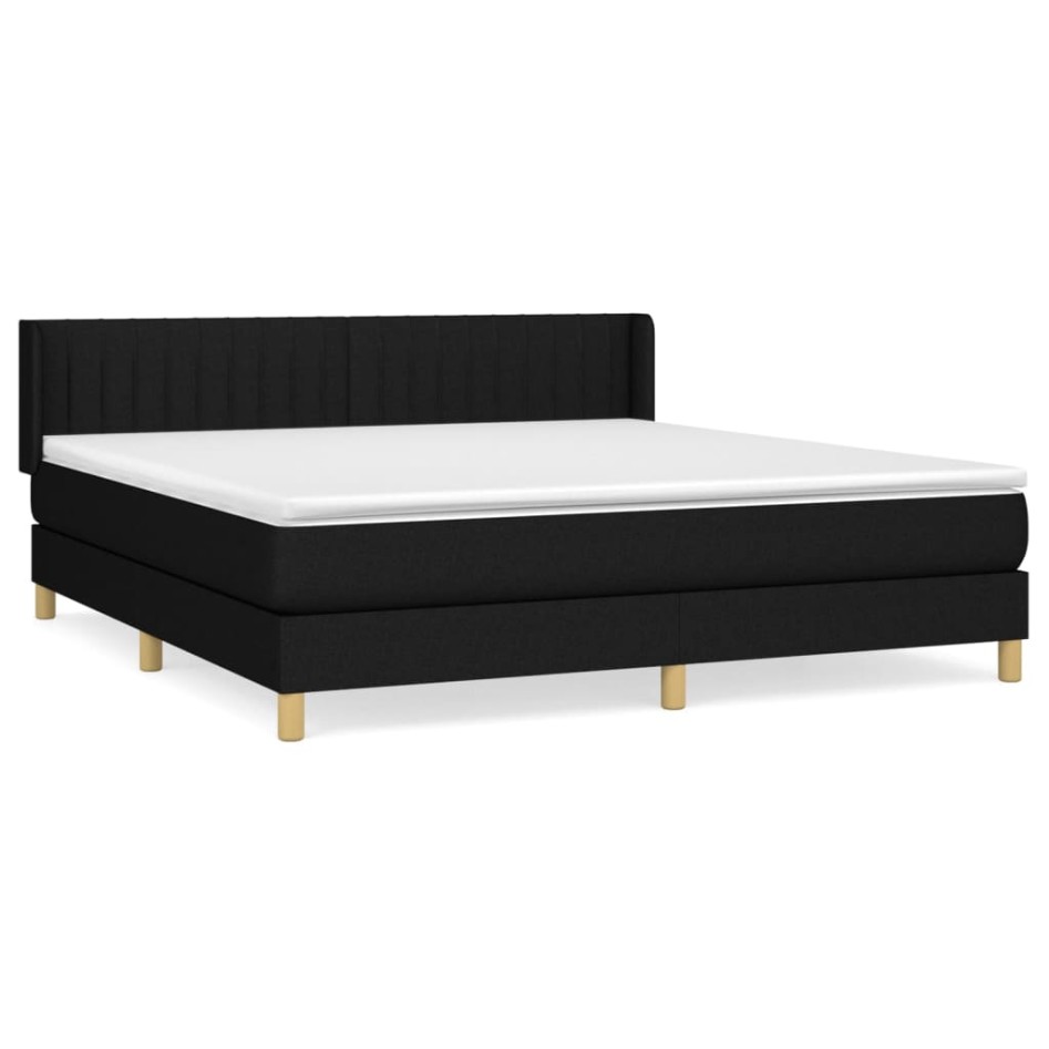 Cama box spring con colchón tela negro 180x200