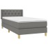 Cama box spring con colchón tela gris oscuro 80x200