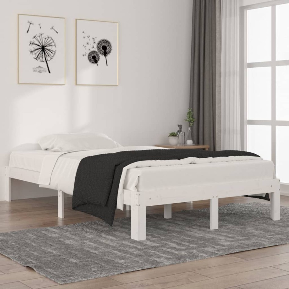 Estructura de cama madera maciza de pino blanco 120x200