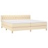 Cama box spring con colchón tela color crema 200x200