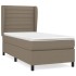 Cama box spring con colchón tela gris taupe 90x190