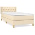 Cama box spring con colchón tela color crema 80x200