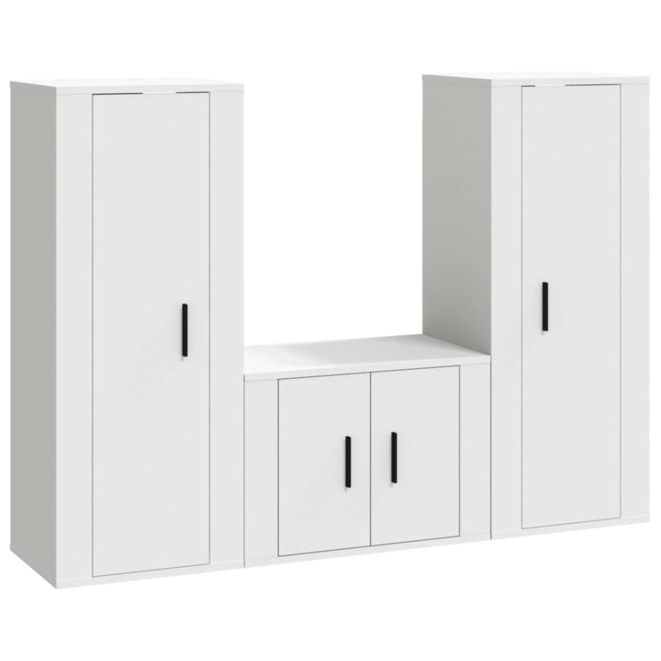 Set de muebles de TV 3 piezas madera contrachapada
