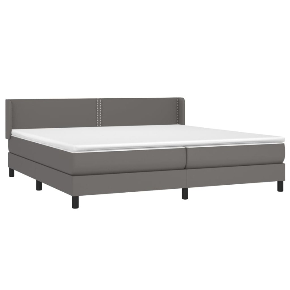 Cama box spring con colchón cuero sintético gris 200x200