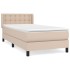 Cama box spring con colchón cuero sintético capuchino 90x200