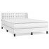 Cama box spring con colchón cuero sintético blanco 140x190