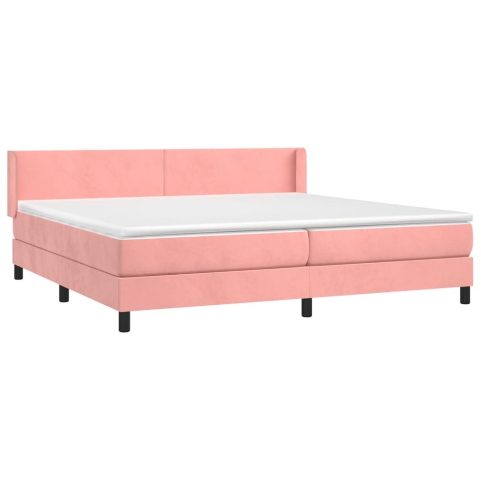 Cama box spring con colchón terciopelo rosa 200x200