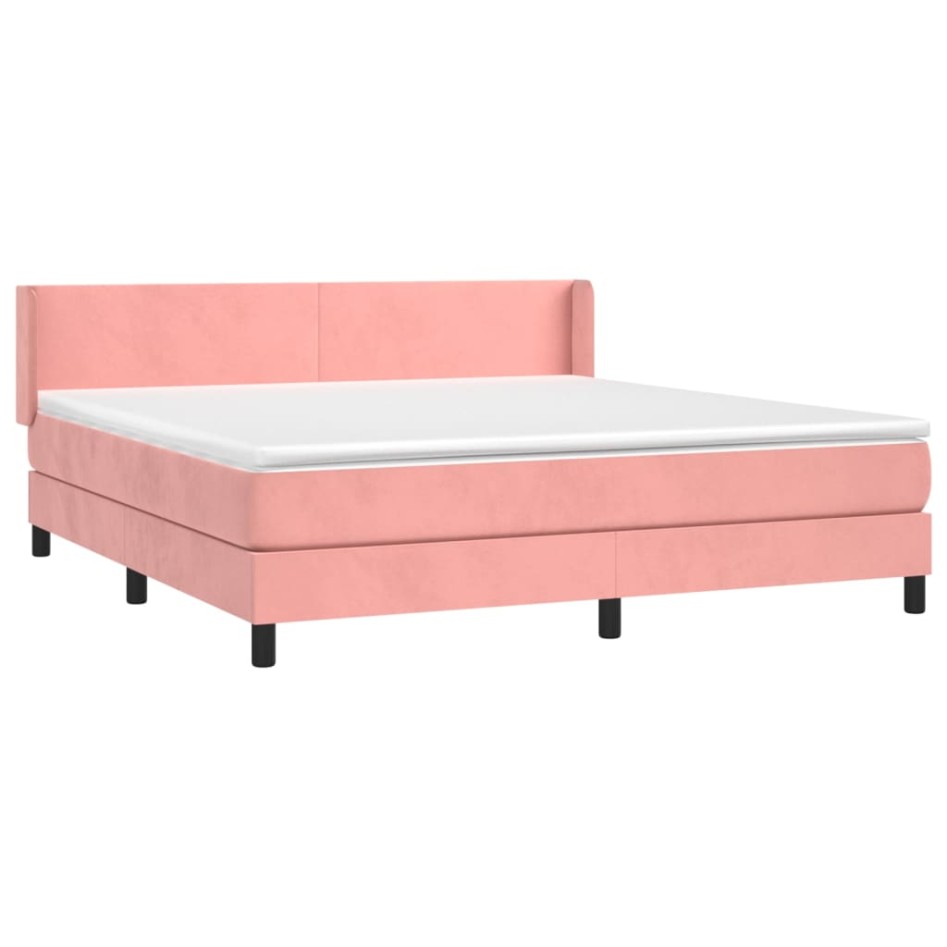 Cama box spring con colchón terciopelo rosa 180x200