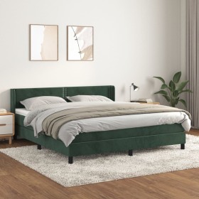 Cama box spring con colchón terciopelo verde oscuro 180x200