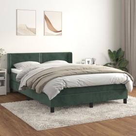 Cama box spring con colchón terciopelo verde oscuro 140x190