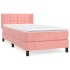 Cama box spring con colchón terciopelo rosa 90x200