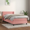 Cama box spring con colchón terciopelo rosa 90x190 cm