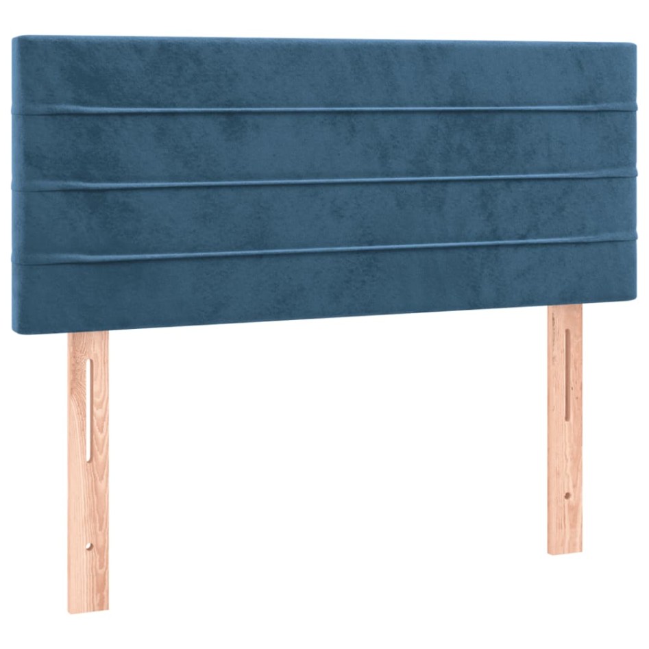 Cama box spring con colchón terciopelo azul oscuro 80x200