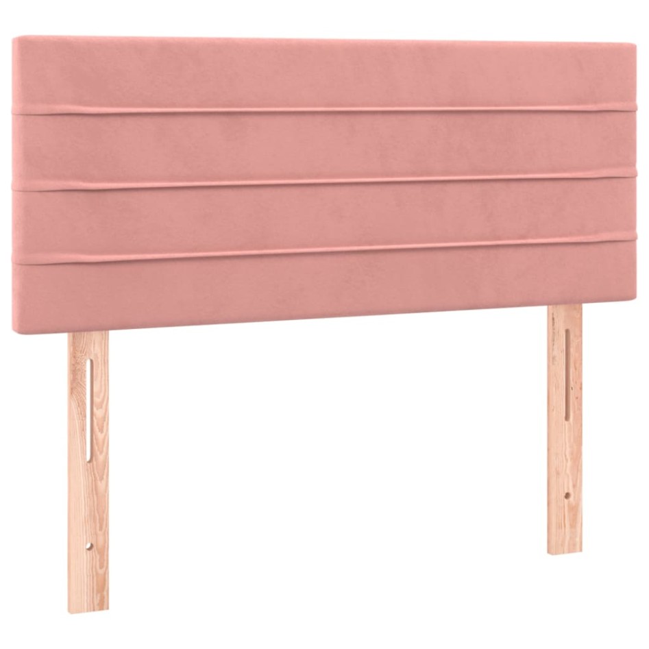 Cama box spring con colchón terciopelo rosa 100x200